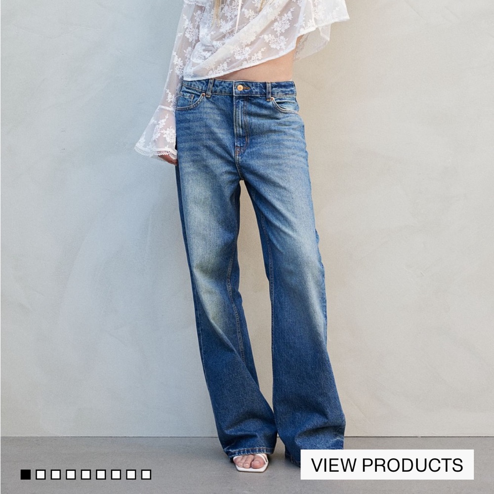NWT H&M Medium Blue High Waist Wide Jeans